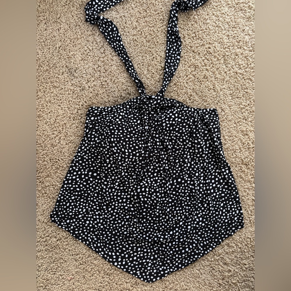 LandsEnd Black and White Polka Dot Halter Tankini 
W/softcup support